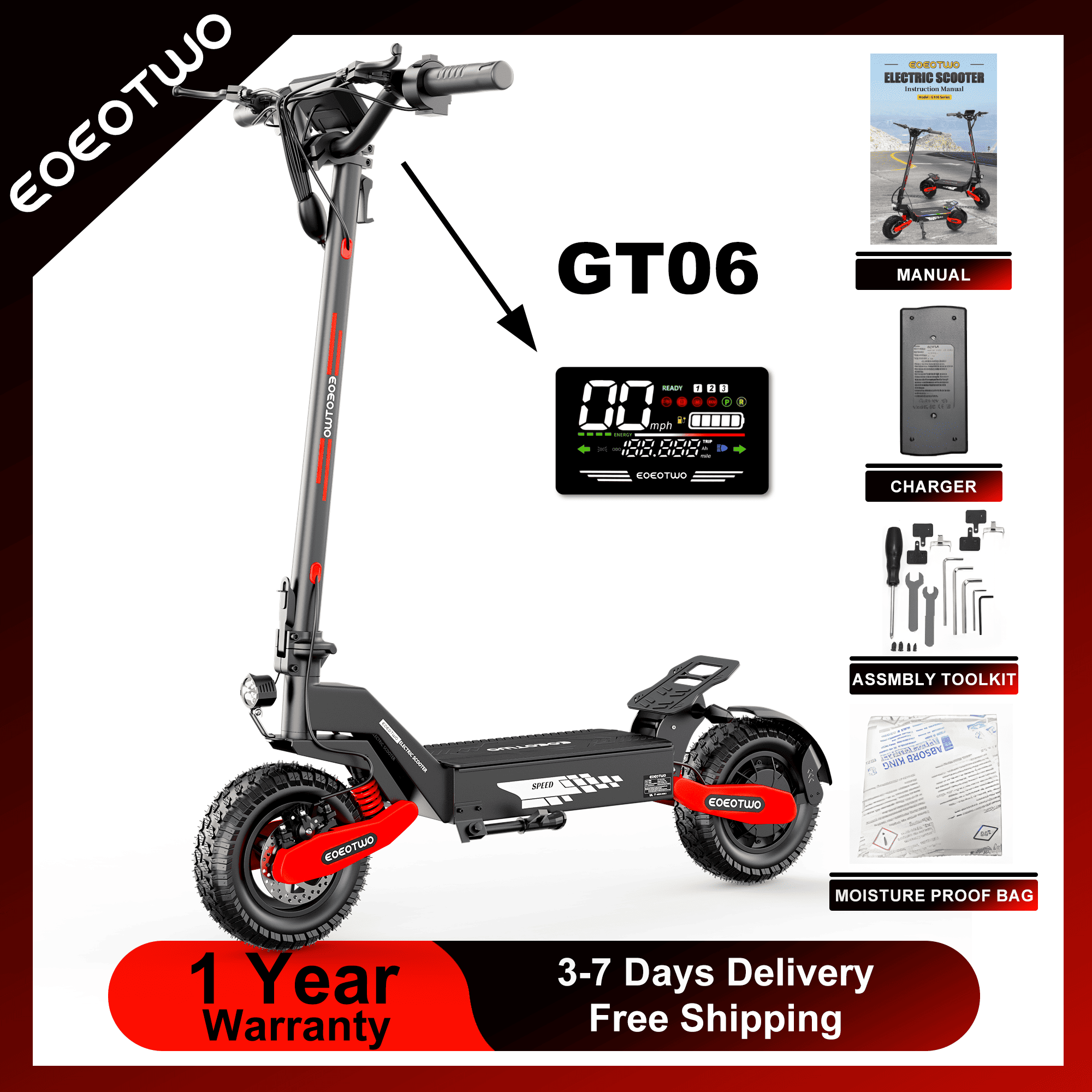 EOEOTWO GT06 Scooter Eléctrico - Dual Motor Ebike Kit 2000W reseña y precio